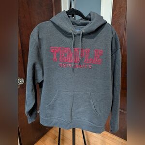 Temple University Gray Hoodie with Red Accents
